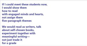 Two Poems: “Reluctant School Reader’s Lament” and “I Never Thought I’d Be a Writing Teacher”