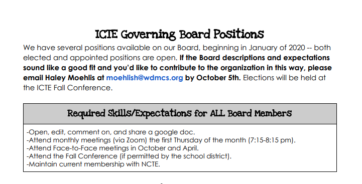 Join the ICTE Executive Board!