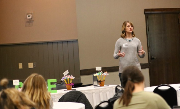 First-time presenter Lisa Robinson engages her audience.