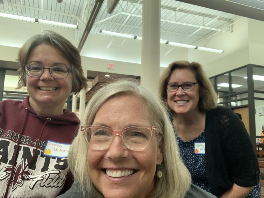 Linda Urbas, Allison Berryhill, and Cathy Anderson take a selfie at lunchtime.