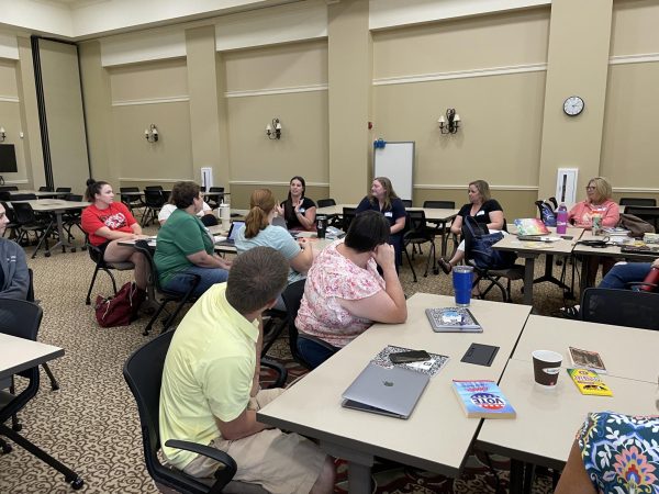 Teachers gather in Cedar Falls for EngCamp Aug. 1, 2023.