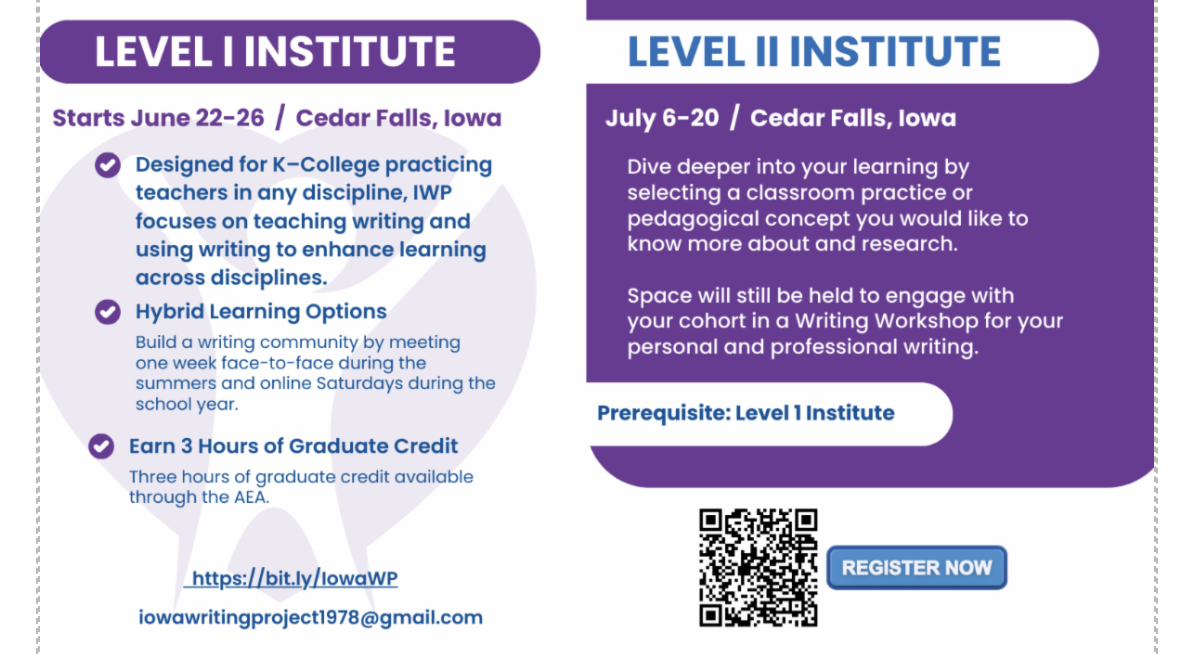 Iowa Writing Project Announces Summer Offerings and Monthly Meet-Up